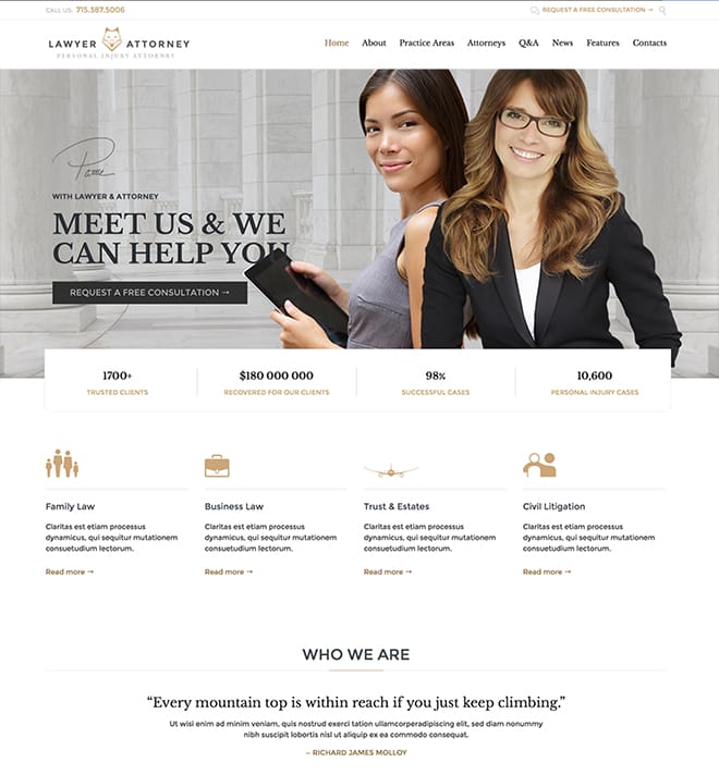 Lawyers + Attorneys + Legal Office WordPress Theme