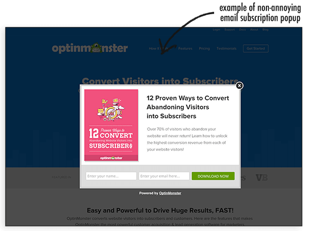 Optin Monster Email Subscription Popup
