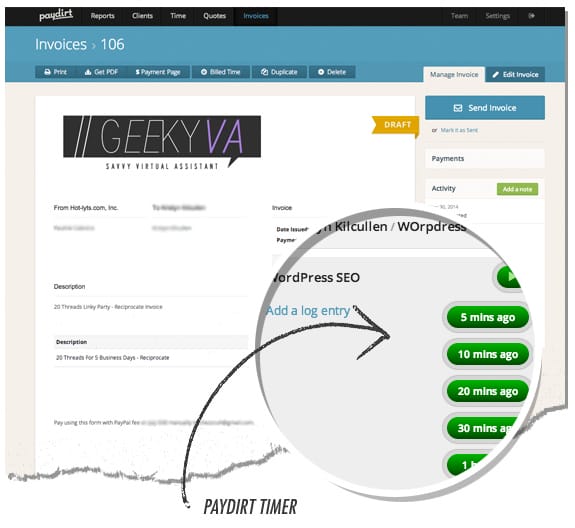 PayDirt App Invoicing Tool