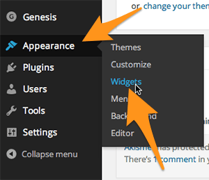 Go to Appearance then Widgets