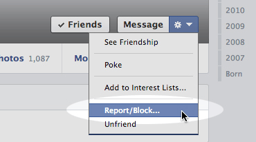 Blocking a friend on Facebook