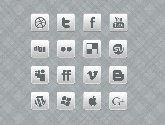 Clean black and white social media icon set