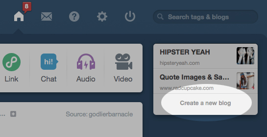 Select Create A New Blog