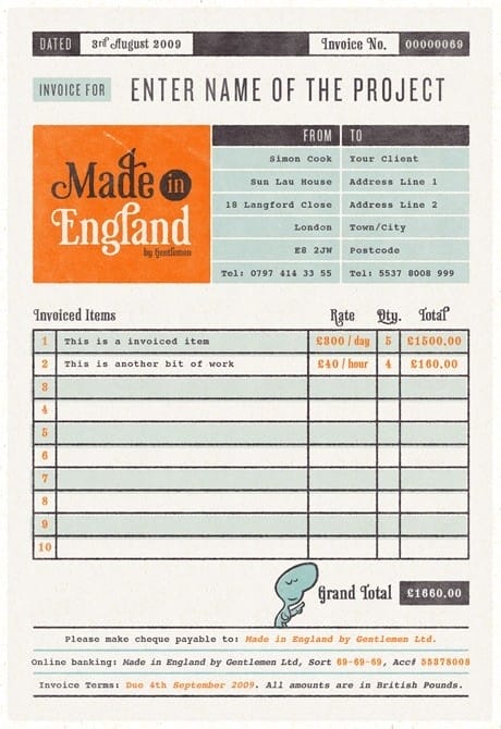 Vintage Scheme Invoice