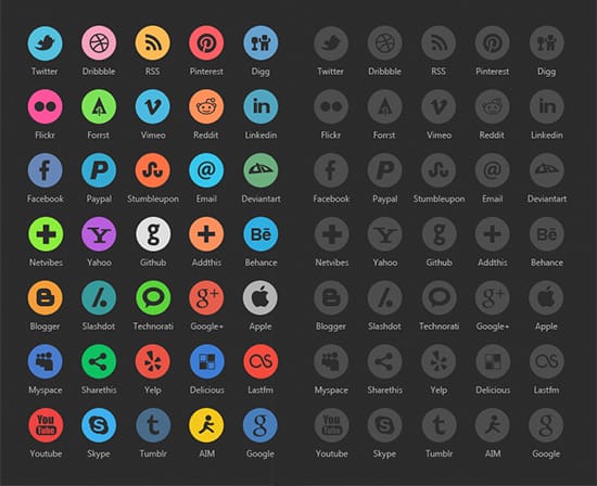 Dark Rounded Social Icons