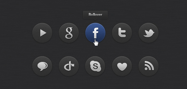 Dark social icon set