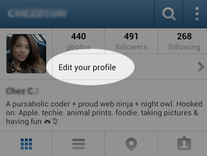Tap Edit Profile option