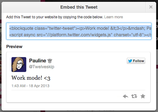 copy embed tweet to your site