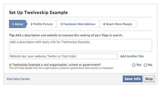 Setting Up Your Facebook Fan Page Page Details