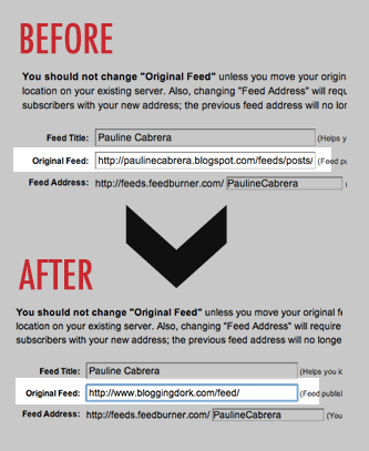 Replace Original Feed with your WordPress Feed