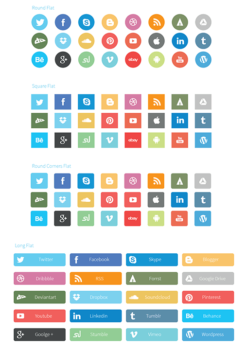 Flat Social Icons