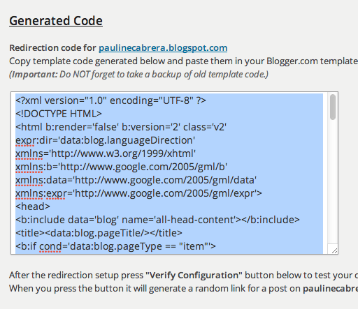 Copy the generated code