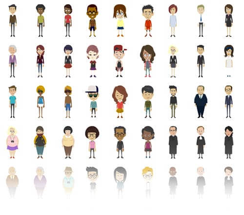 Huge library of characters