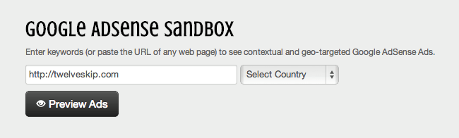 Google Adsense Sandbox