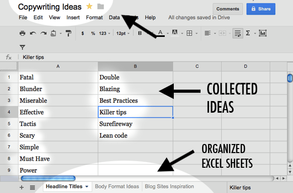 google docs as a swipe file creator