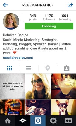 Rebekah Radice Instagram Bio