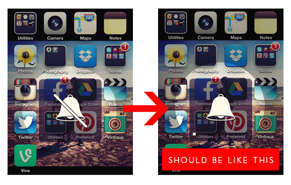 Turn the MUTE from OFF to on by pushing up the button on the left side of your iPhone