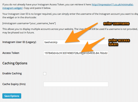 Enter your username and access token.