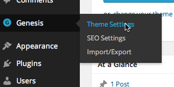 Click Genesis from the sidebar and click Theme Settings