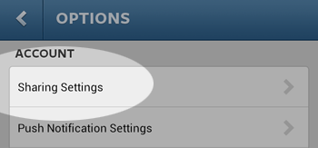 Instagram Android Sharing Settings