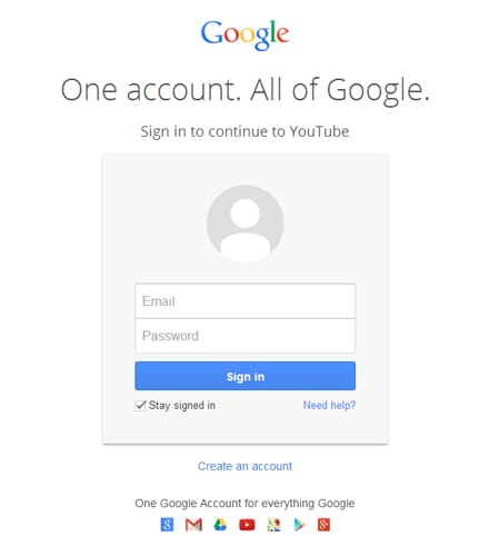 LoginPageYoutube