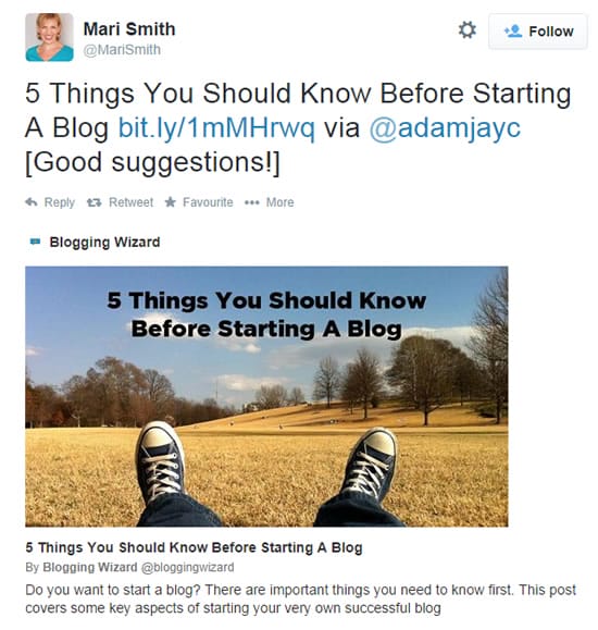 Mari Smith Tweet