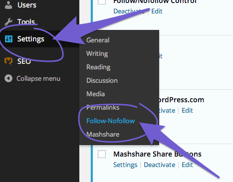 Go to Settings then Follow-Nofollow
