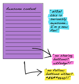 No follow and no sharing buttons!