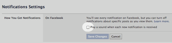 Uncheck the Play a sound when each new notification is received button