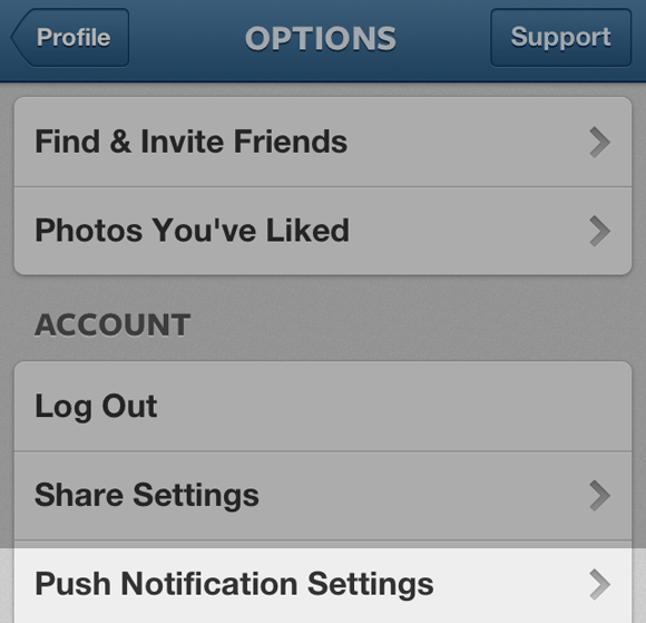 click push notifications settings