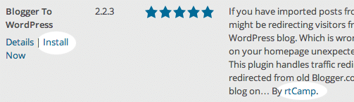 Look for Blogger to WordPress by RT Camp