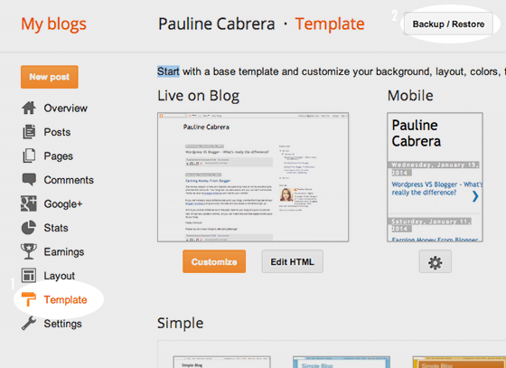 Back up your template