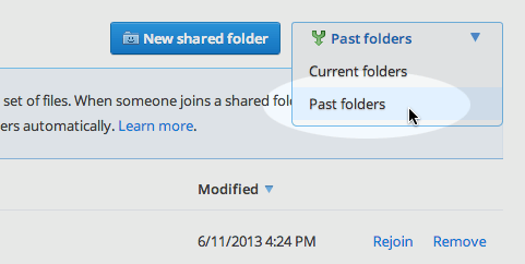 Re-Join Dropbox Folder 2