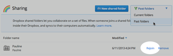 Re Join Dropbox Folder