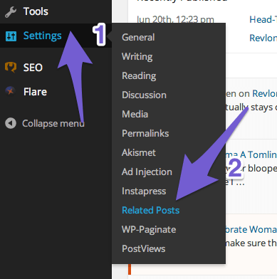 Click Settings and select Related Posts