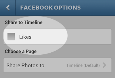Tap the checkbox to uncheck the LIKES option