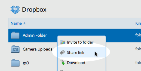 Share Dropbox folder