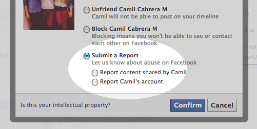 click submit a report option