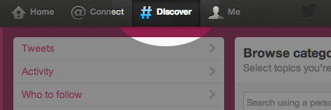 Click DISCOVER tab on Twitter
