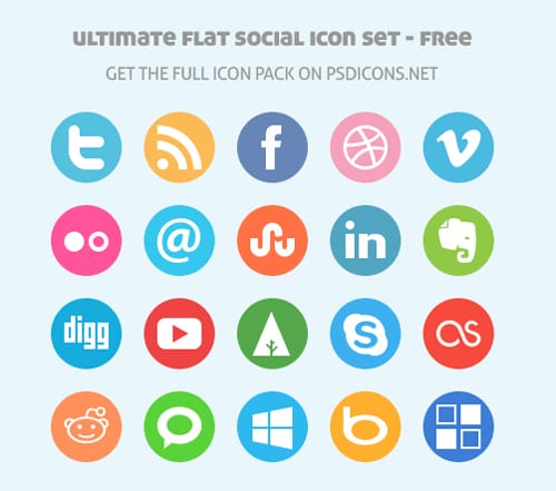 Ultimate Flat Social Icon Set