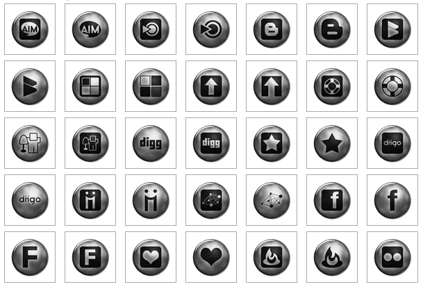 Glossy silver buttons