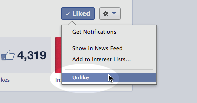 unlike a facebook fan page method 2