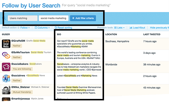 user search on Twitter