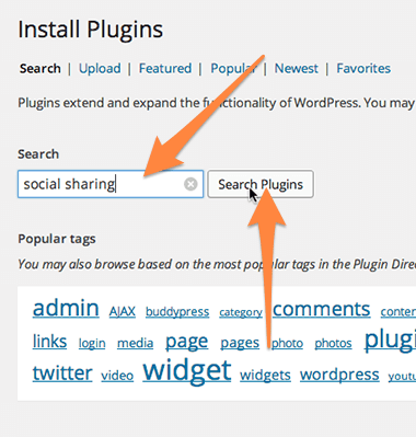 Search for social sharing plugins