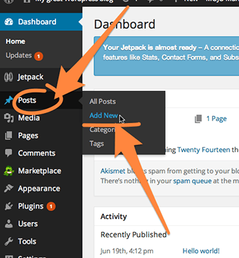 Click the POSTS button from the left menu