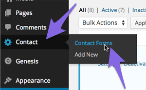 Go to contact then click contact form