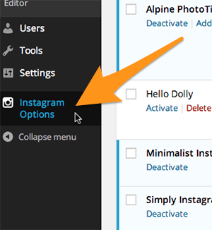 Go to Instagram Options