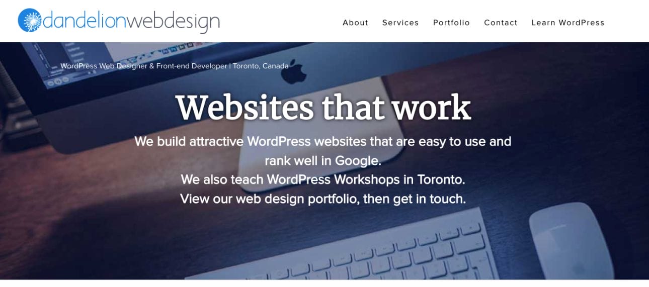 dandelion web design toronto wordpress