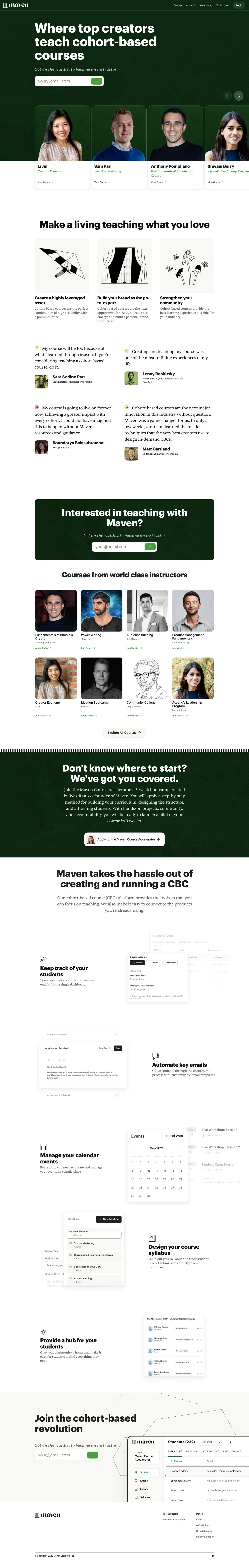 Maven Course Creator Website Examples
