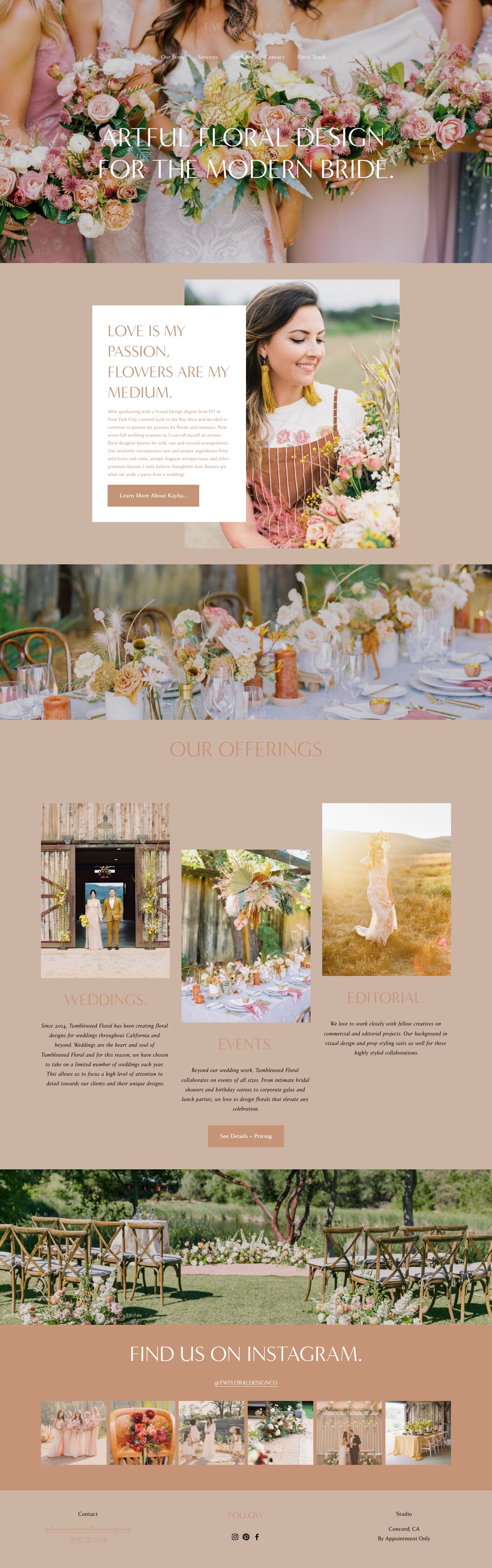 wedding florist website Tumble Weed Floral Design